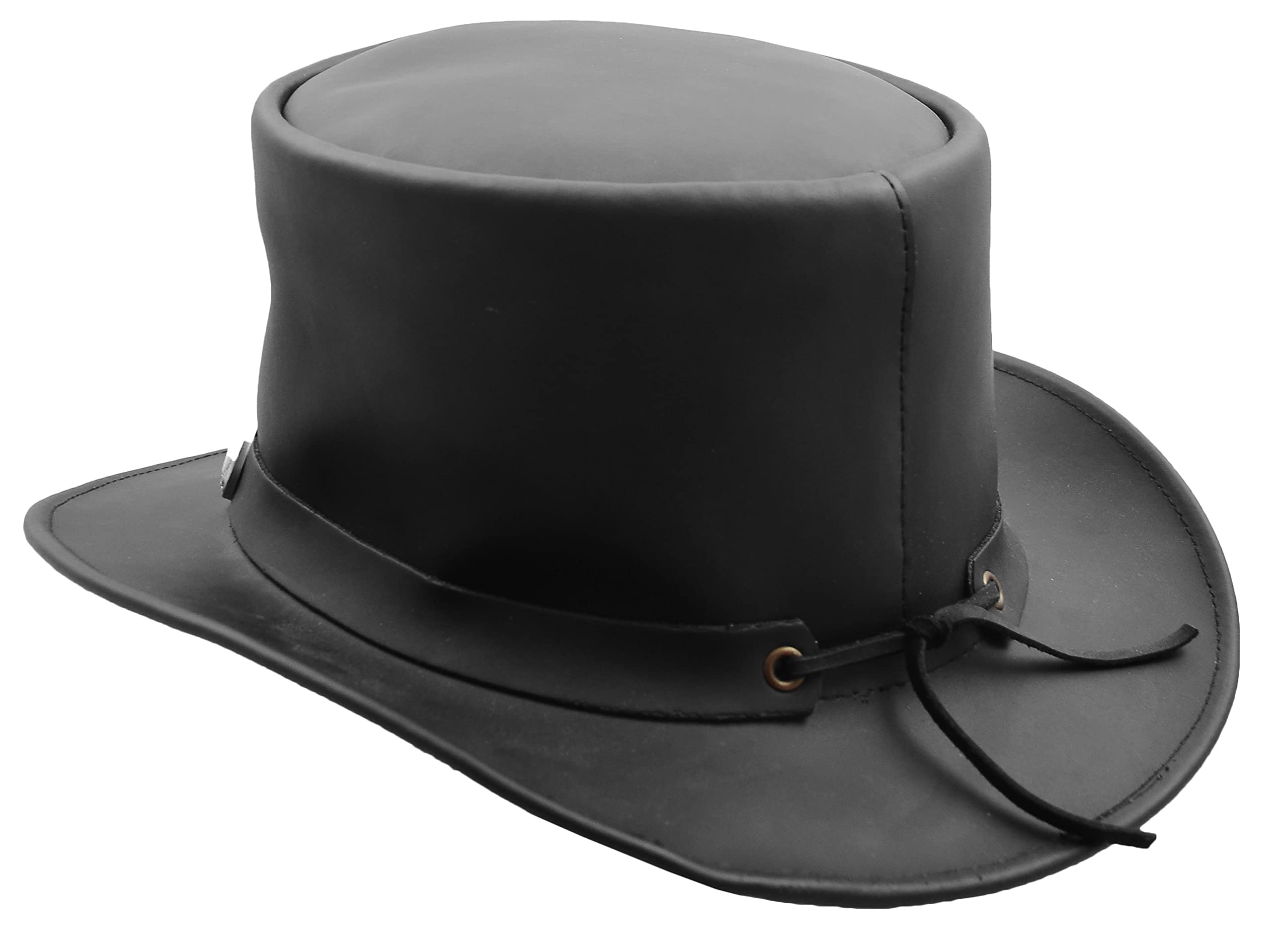 Cappello a cilindro in vera pelle di mucca nero Buffalo Coins Band Steampunk Mago Cappelli HL0011
