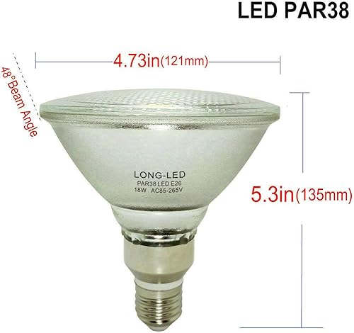 Miniatura 7 de Reflector de vidrio PAR38 bombillas LED, luz blanca cálida, 18 W, luz de inundación para interiores y exteriores, impermeable, paquete de 4,