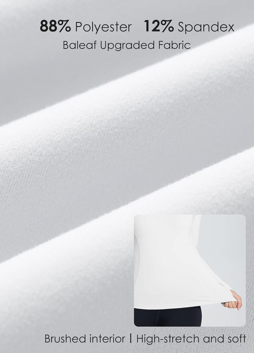 baleaf Women's Long Sleeve Workout Tops Compression Running Shirts Fitted Athletic Warm Thumbholes Quick Dry Yoga - Image 5