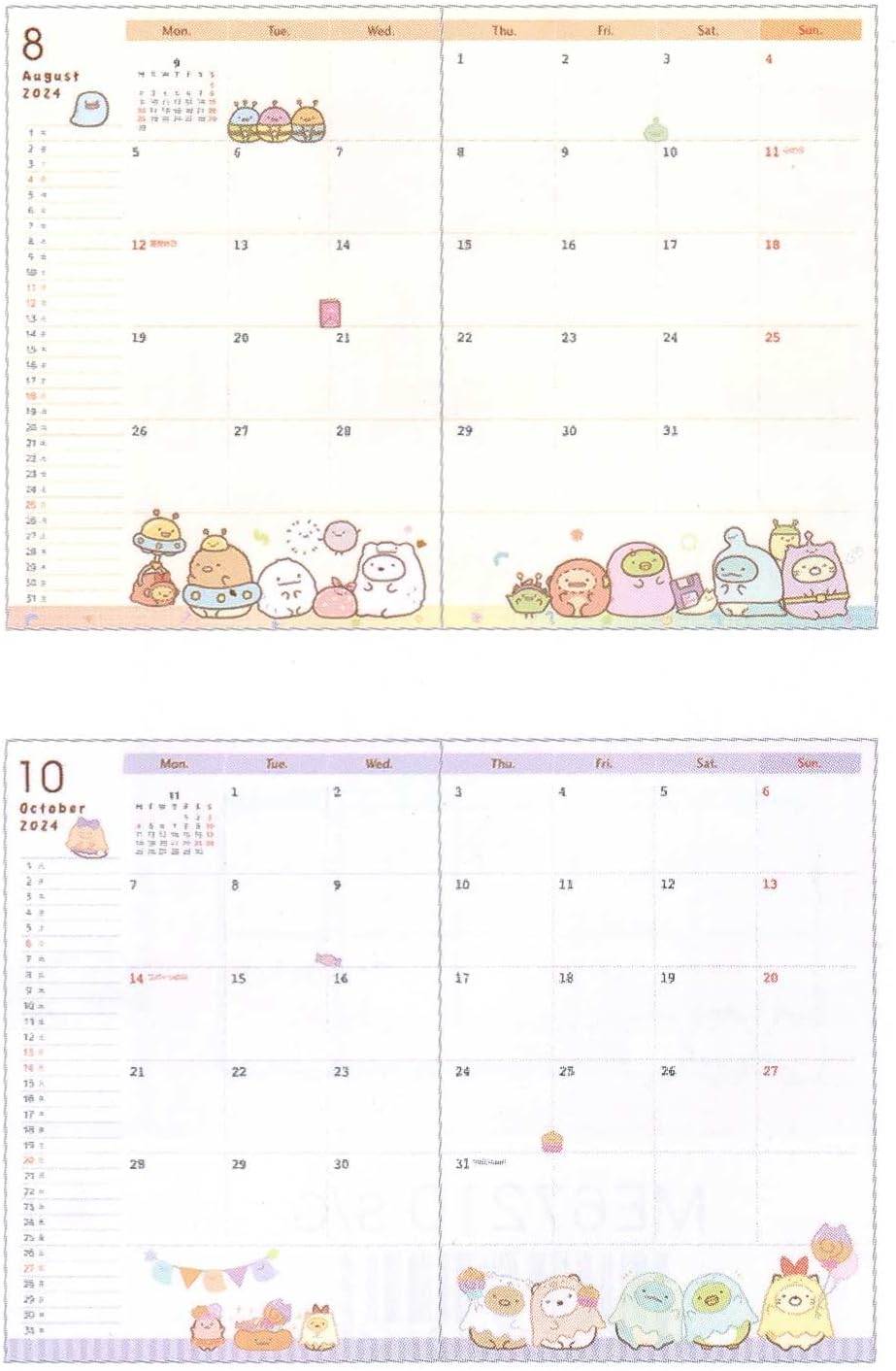 San-X 2024 Sumikko Gurashi Monthly Notebook, Thread B6 ME67208