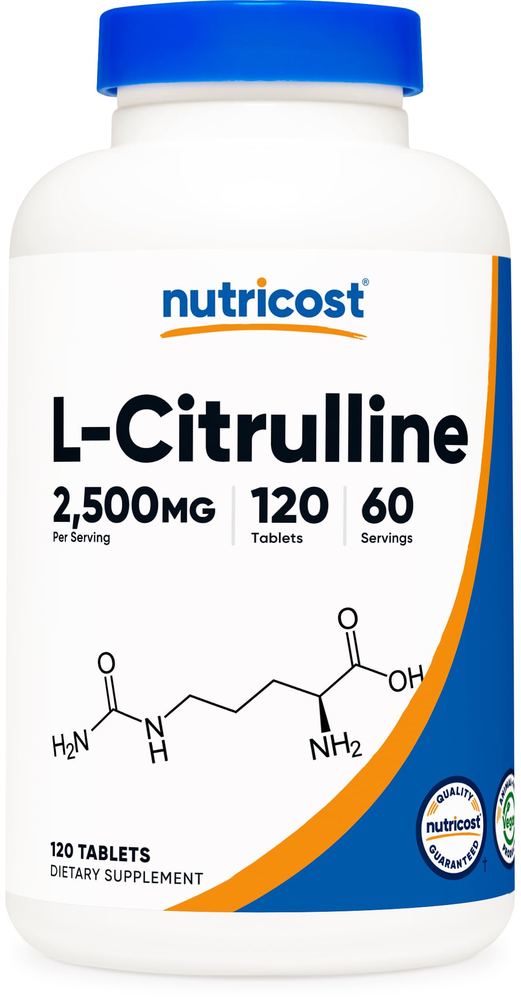 Nutricost L-Citrulline 1250 mg 120 Tablets - Nutricost Gluten Free & Non-GMO Supplement, 60 Doses