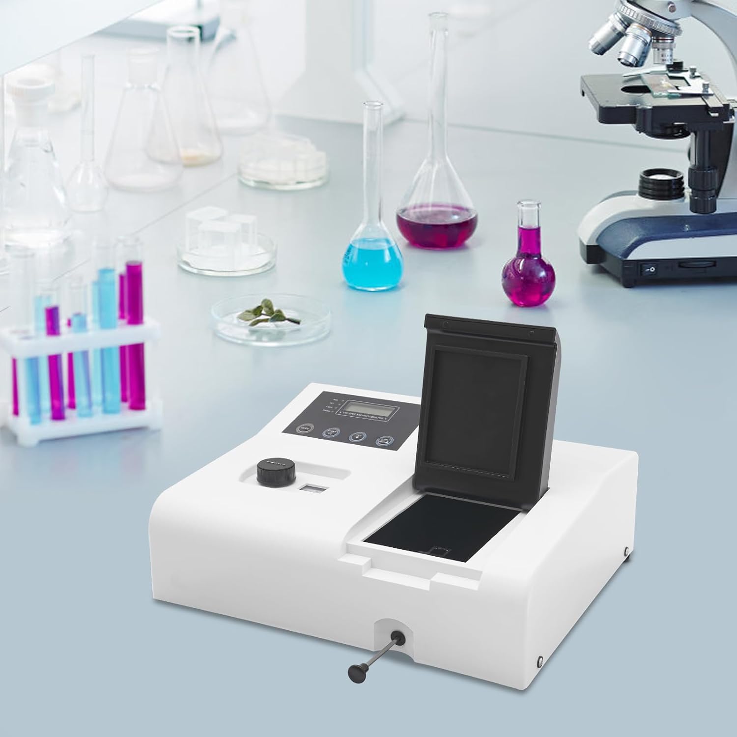 110V Visible Spectrophotometer, 350-1020nm Digital Lab Spectrophotometer, Tungsten Lamp Lab Analytical Equipment Photometer for Laboratory Testing