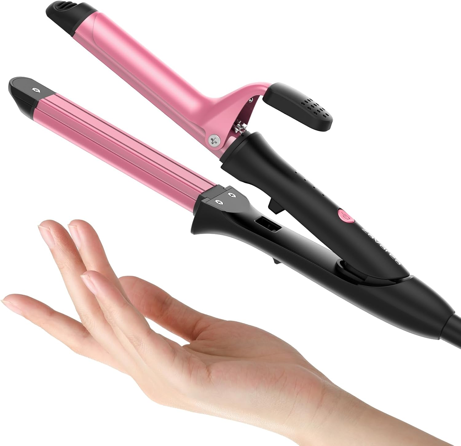 Travel Curling Iron, Mini Upgraded 1 Inch Dual Voltage Curling Iron, Lightweight 2 in 1 Hair Straightener and Curler, 30S Fast Heating & Easy to Use,with Ceramic Barrel for Travel