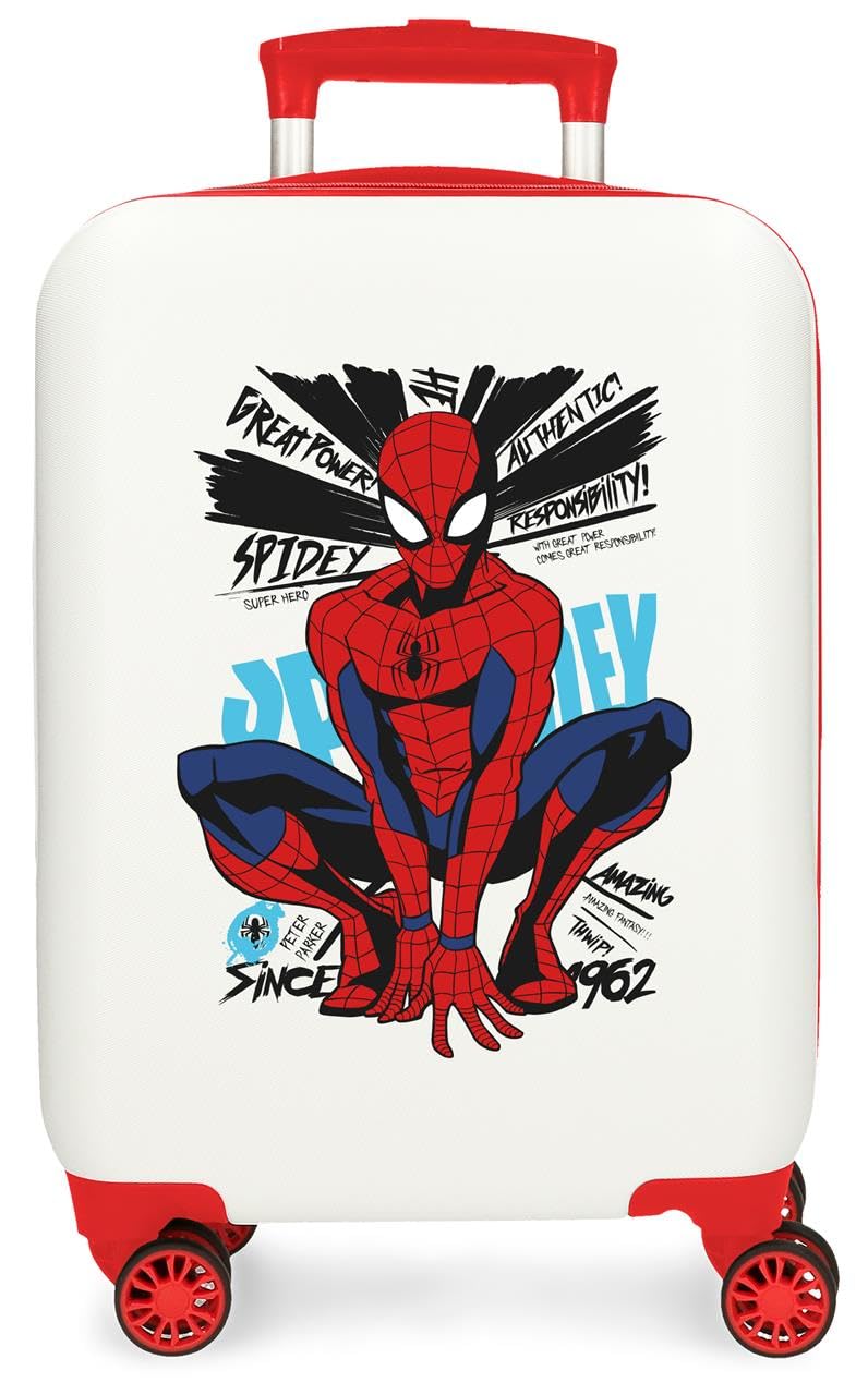 Joumma Marvel Spider-Man Urban Hero Walizka kabinowa biała 33 x 50 x 20 cm sztywne zapięcie szyfrowe z boku ABS 28 l 2,2 kg 4 koła podwójny bagaż podręczny