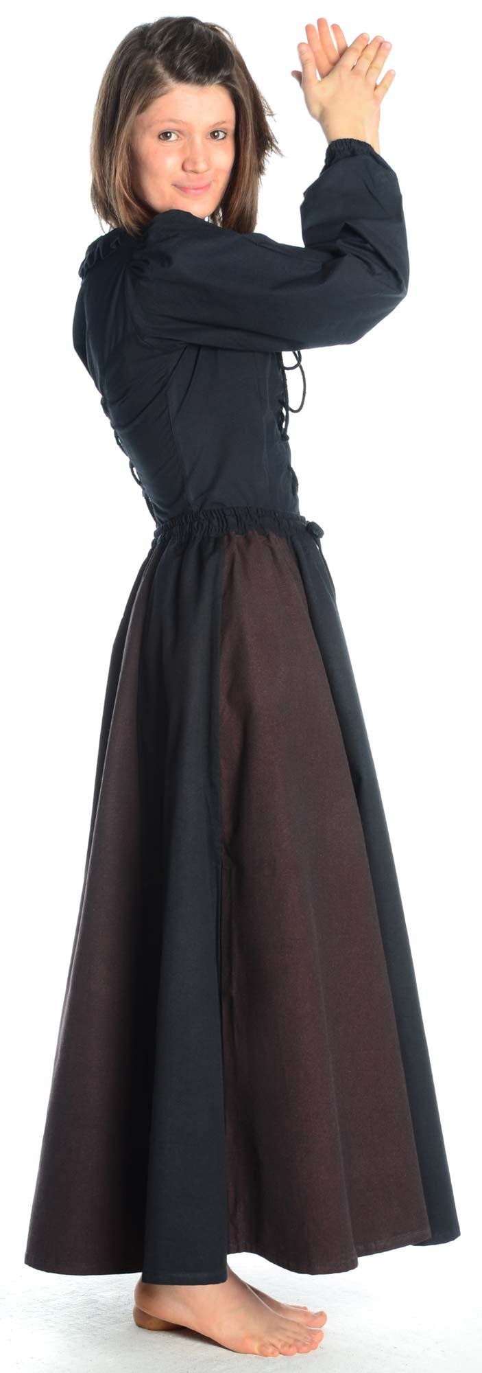 Jupe Médiévale Bicolore en Pur Coton - S-XXXL Noir-Vert, Noir-Rouge, Noir-Marron