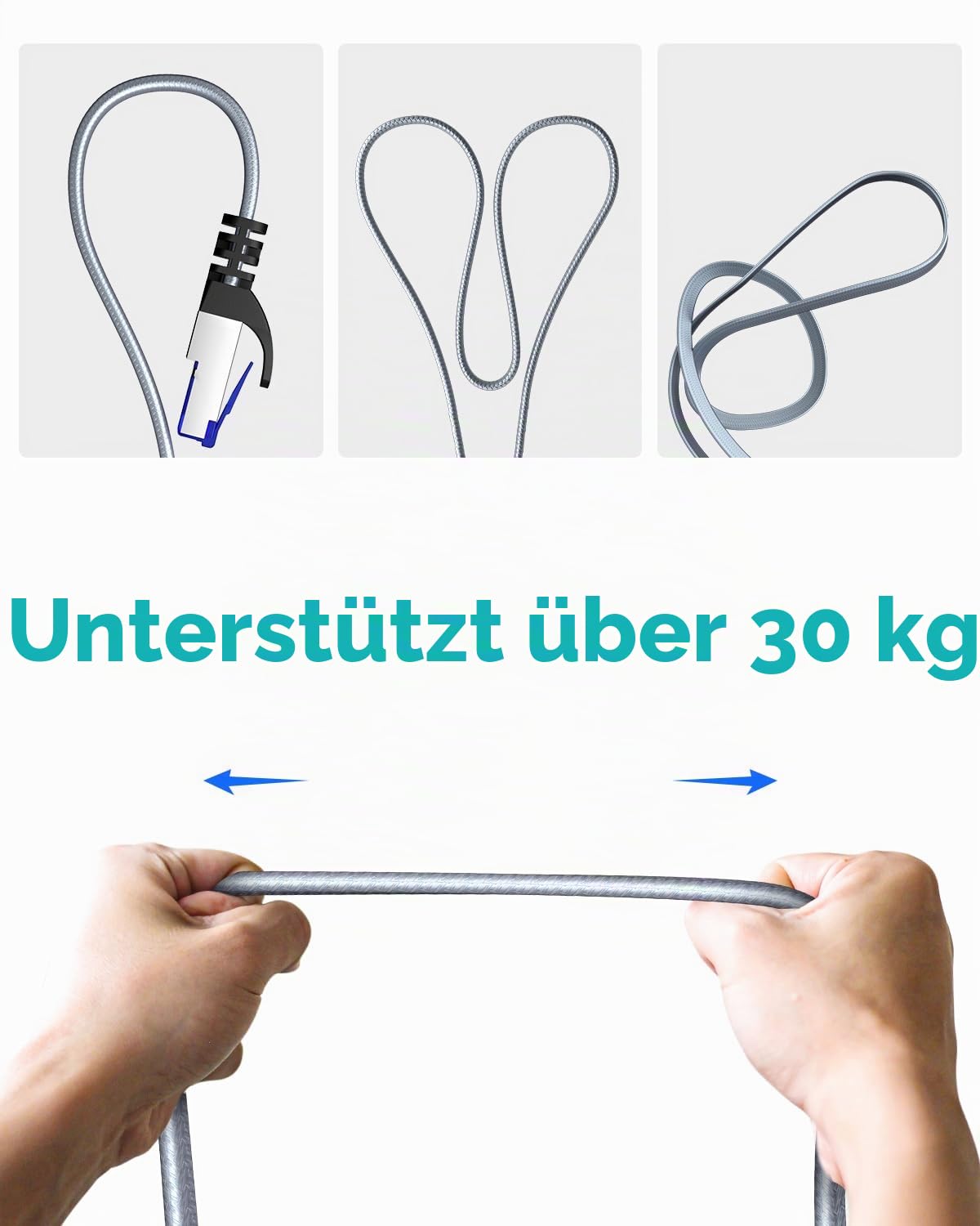 BUSOHE Cat 8 LAN Kabel 5m (10 Stück), 40Gbps Netzwerkkabel Ethernet Kabel | Flach Hochgeschwindigkeits Gigabit RJ45 Patchkabel, Geflochtener Internetkabel Kompatibel mit PC, Router, Modem