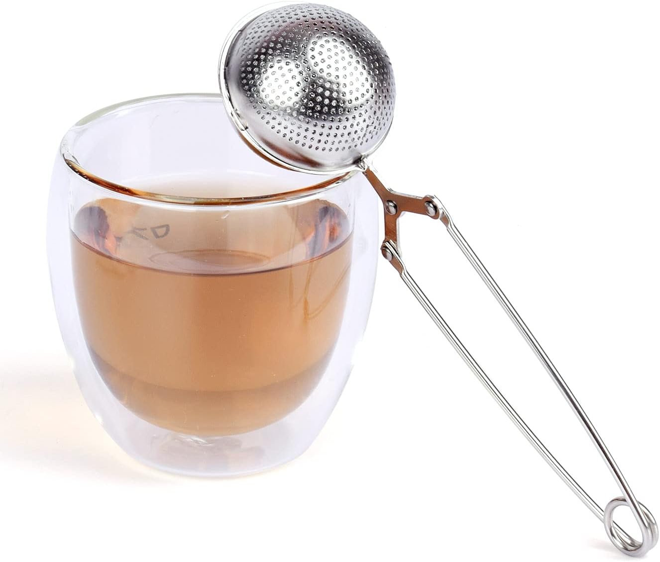 Generic Stainless Steel Tea Ball Strainer with Pincer Handle (Silver)