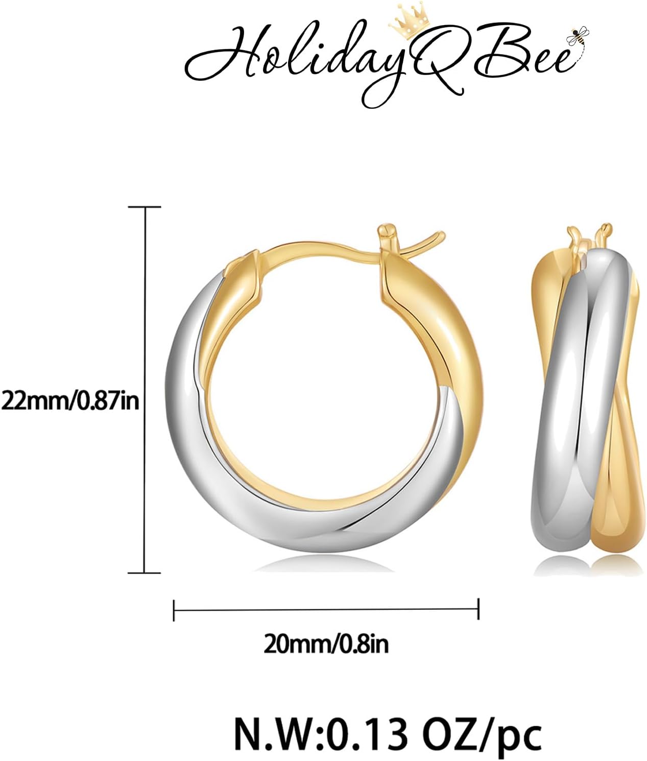 Gold And Silver Hoop Earrings For Women Trendy Boho Huggie Earrings Mixed Metal Two Tone Earring Fashion Chunky Knot Hoop Earring Jewelry Gift - Image 6