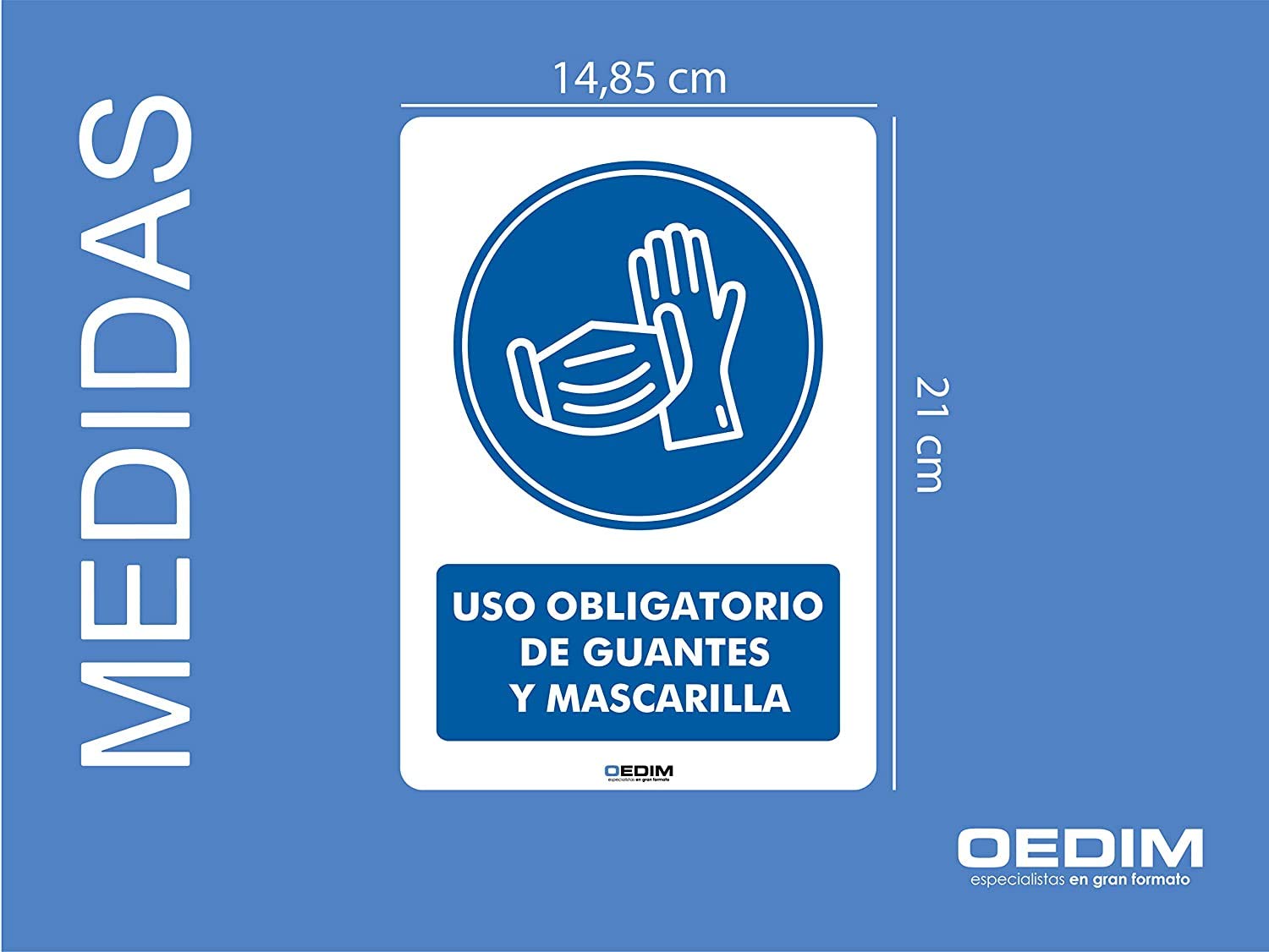 Oedim Lot de 5 panneaux d'usage obligatoire pour gants et masque Plusieurs matériaux Durable et économique