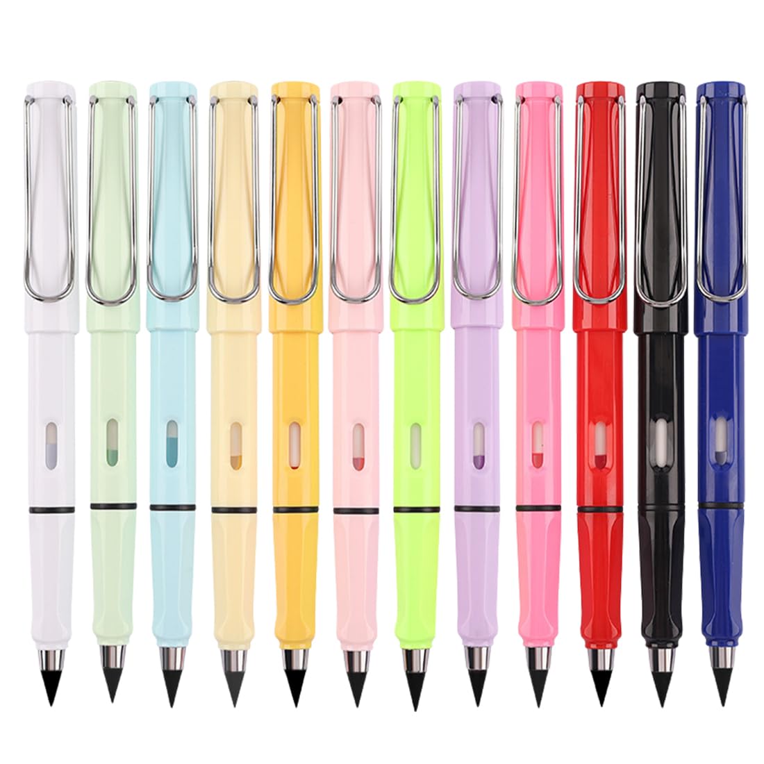 Lapiz Eterno 12 pcs Sin Tinta infinito Portátil Reutilizable Lápiz Eterno Portátil Reutilizable Lápiz Infinito de Escritura Ilimitada Lápiz Sin Tinta Borrador para ei Hogar la Oficina la Escuela