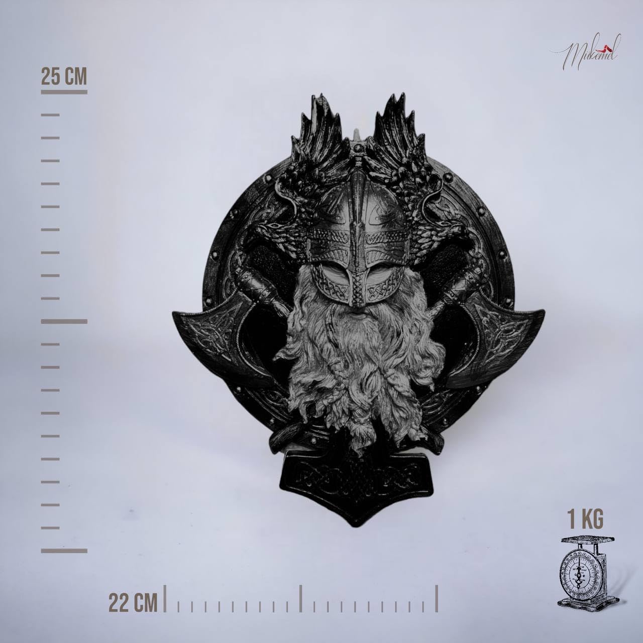 Valhalla (10 in, Wall Hanging Design, Vikings Inspiration, red Blood Splashes, Handmade Original Item Designs -BTC0156