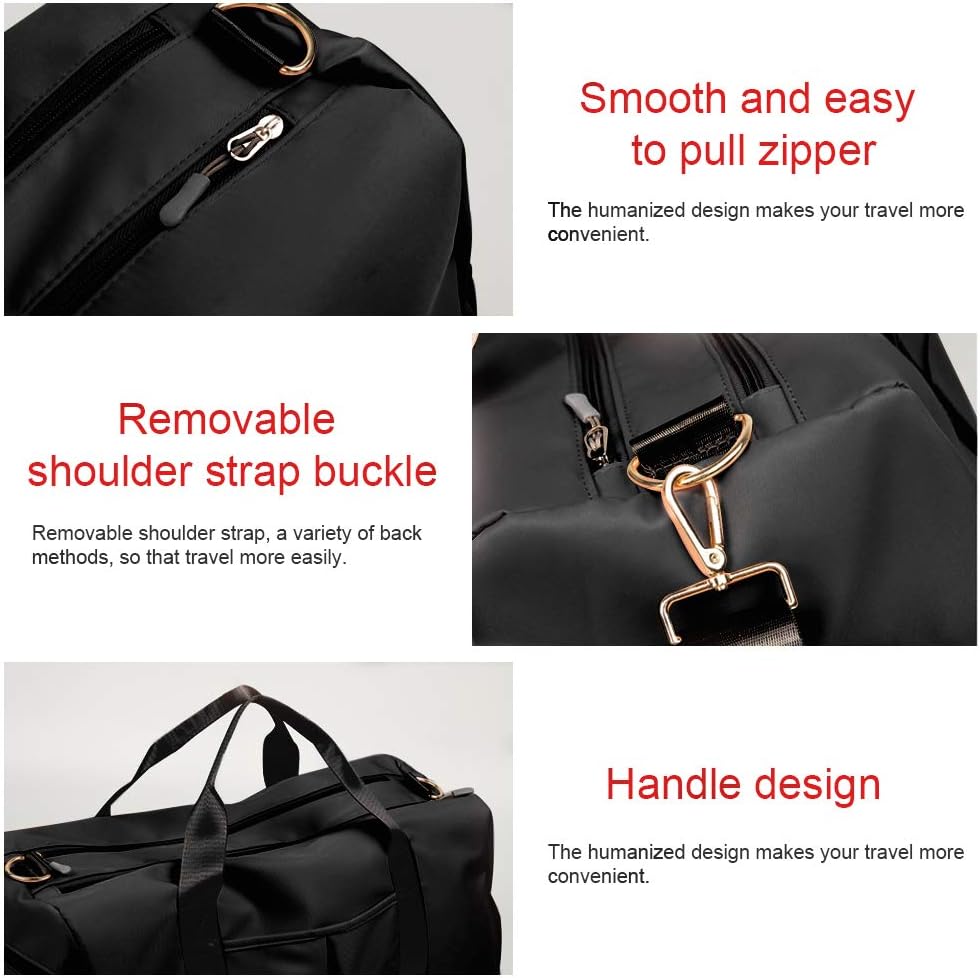 Medium Sports Gym Bag with Shoe Bag Wet Bag Duffle Bag Waterproof Travel Bag for Women Men 29L, Black
