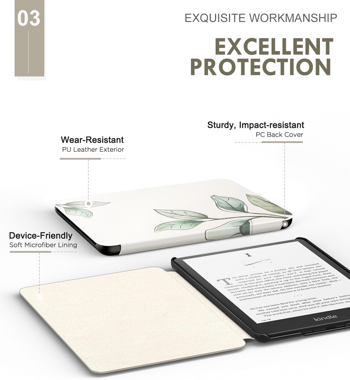 MoKo Case for All-new 7" Ebook Readers 12th Gen 2024, Lightweight PU Protective Shell Cover with Auto Wake/Sleep for Ebook Readers,Not fit TCL Remarkable Kobo, Leaves