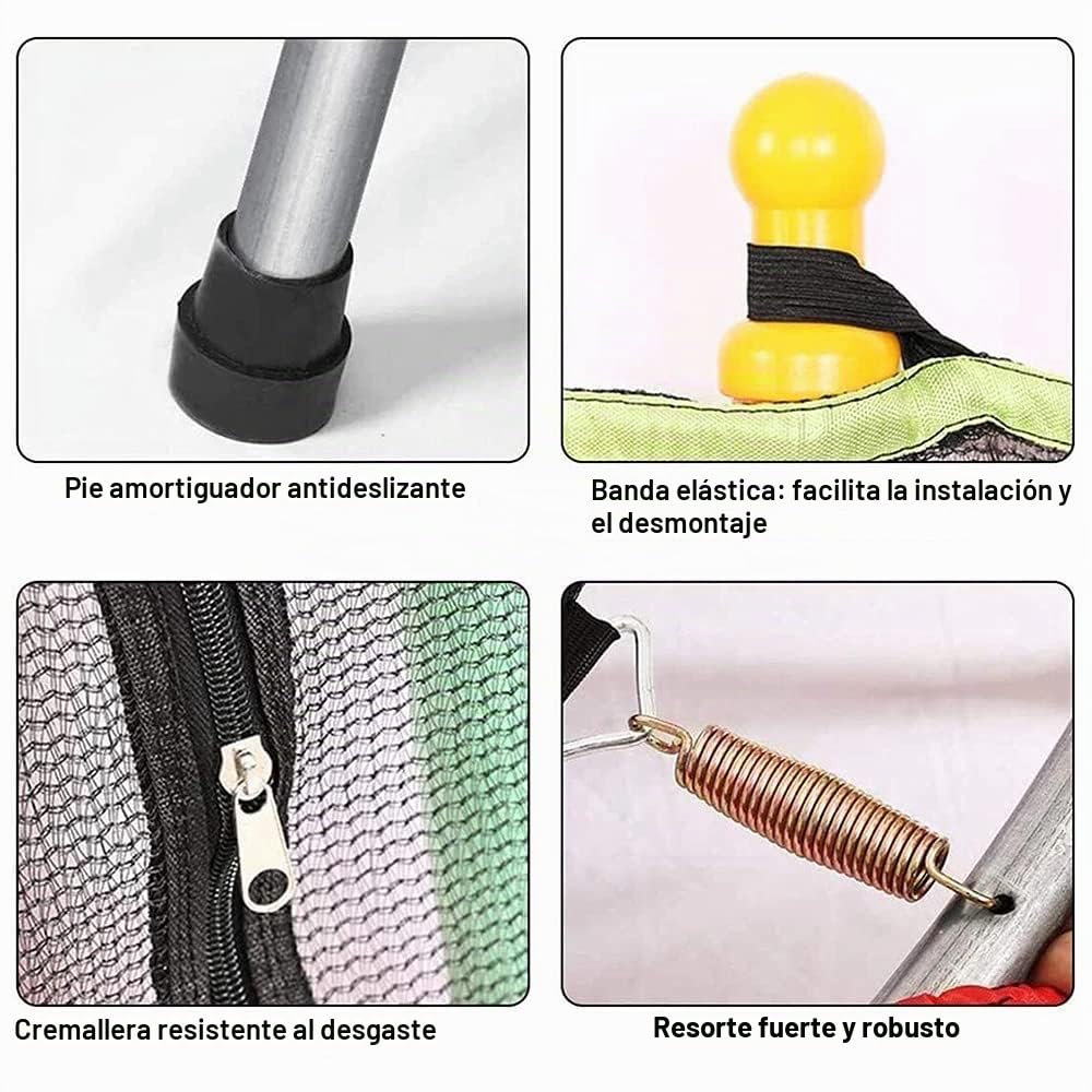 Cama Elástica Infantil, 140 cm, Capacidad 50 kg, Marco de Acero, Red de Seguridad, Multicolor