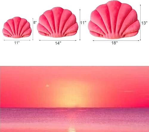 Miniatura 10 de YRXRUS Almohada de concha de mar, almohada con forma de concha rosa claro, decoración de habitación interior y exterior, almohadas de terciopelo