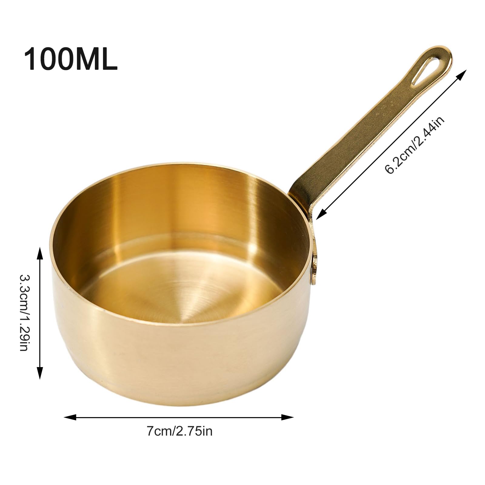 Mini Sauce Pan, Stainless Steel Sauce Pan Chocolate Melting Pot Mini Butter Coffee Milk Warmer Pot for Coffee Tea Soup Warming(Gold?100ML?)