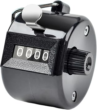 Compact Hand Counter Non-electric Tally Metal Clicker with 4 Digit Display Size Portable Mechanical for Sports Black