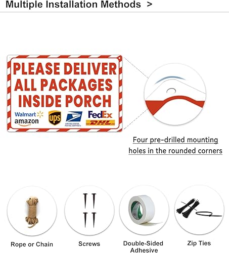 Miniatura 5 de ALKB Señal de entrega de paquetes para uso al aire libre  Please Deliver All Packages Inside Porch  Señales de entrega para el hogar