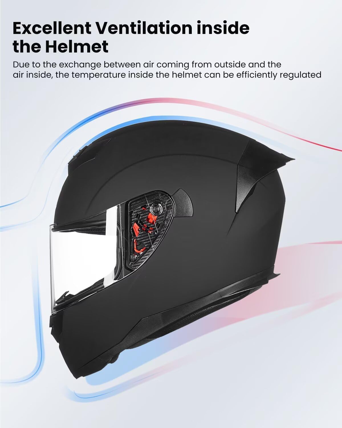 ILM Full Face Motorcycle Helmet for Motocross Street Bike DOT Certified 2 Visors Model-317(Matte Black, L) - Image 4