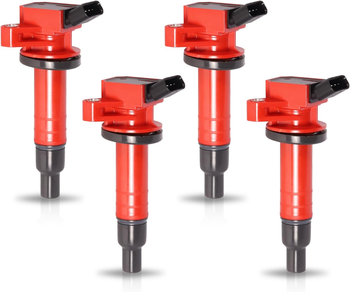 ENA Pack 4 Red Ignition Coil 1.8L L4 Compatible with Chevrolet Chevy Pontiac Toyota Prizm Vibe Celica Corolla Matrix MR2 Spyder 1999 2000 2001 2002 2003 2004 2005 2006 2007 2008 Coils for UF247 C1249