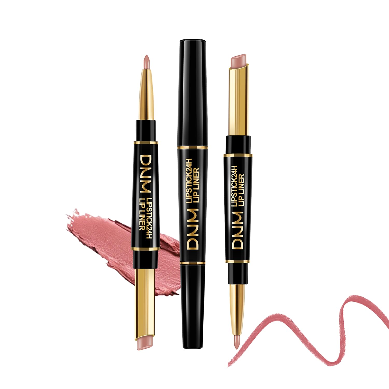 2-in-1 nude pink Lip Liner & Lipstick Smooth and delicate Waterproof 24 Hour Lipstick and Lip Liners Set Kit for Women, Matte Lips Kit with Lip Liner Lip Stains Long Lasting Set #03