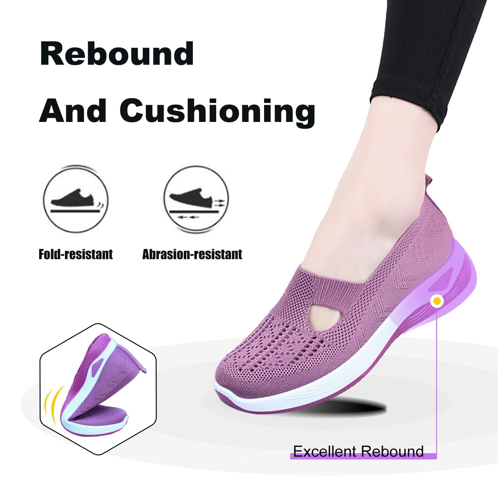 Zapatos Ortopédicos para Mujer con Malla Sin Cordones Antideslizantes Plataforma Ligeras