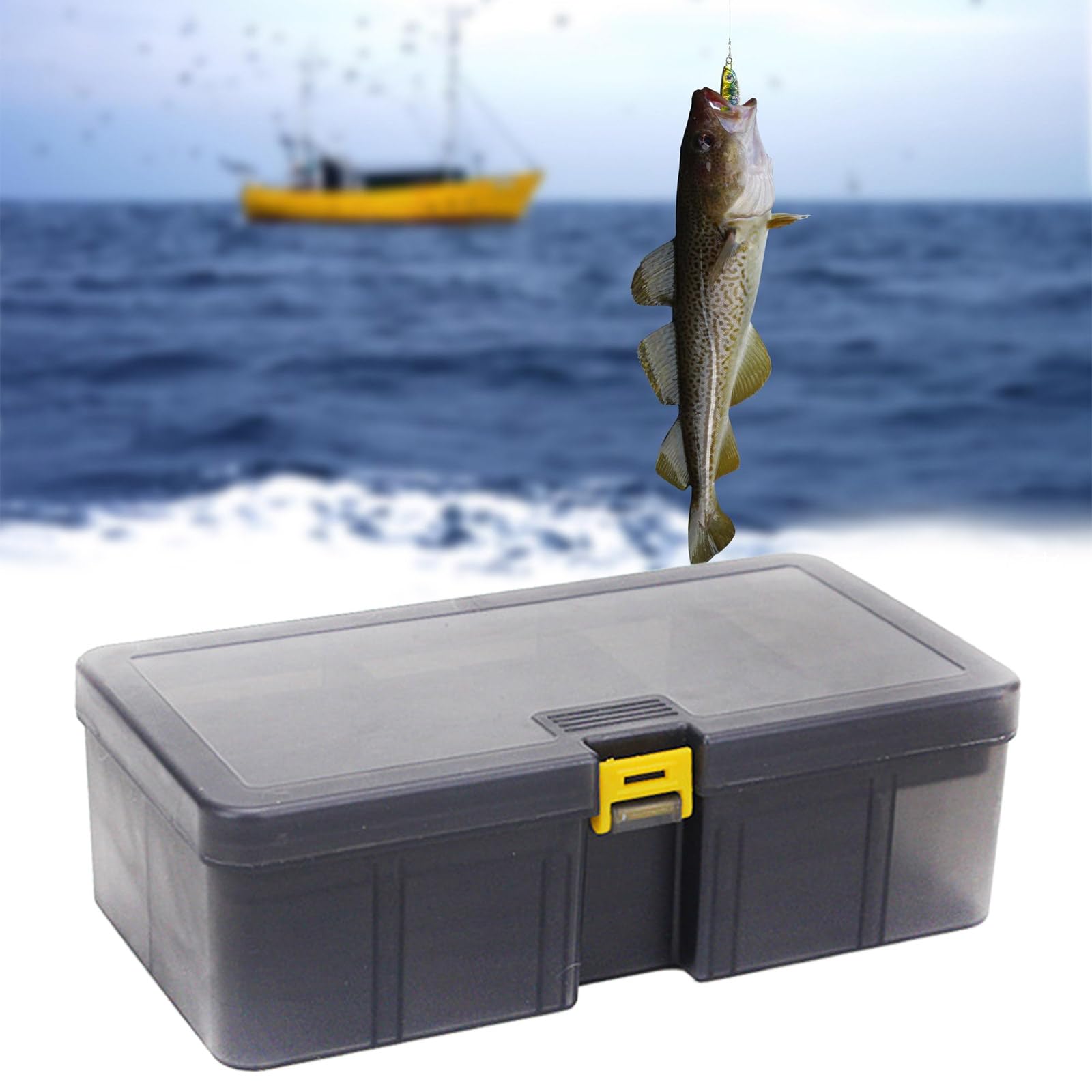 QIEIEI Double Layer Compartments Fishing Tackle Box Baits Lures Hook Storage Box Fishing Accessories Fishing Tool Storage Case