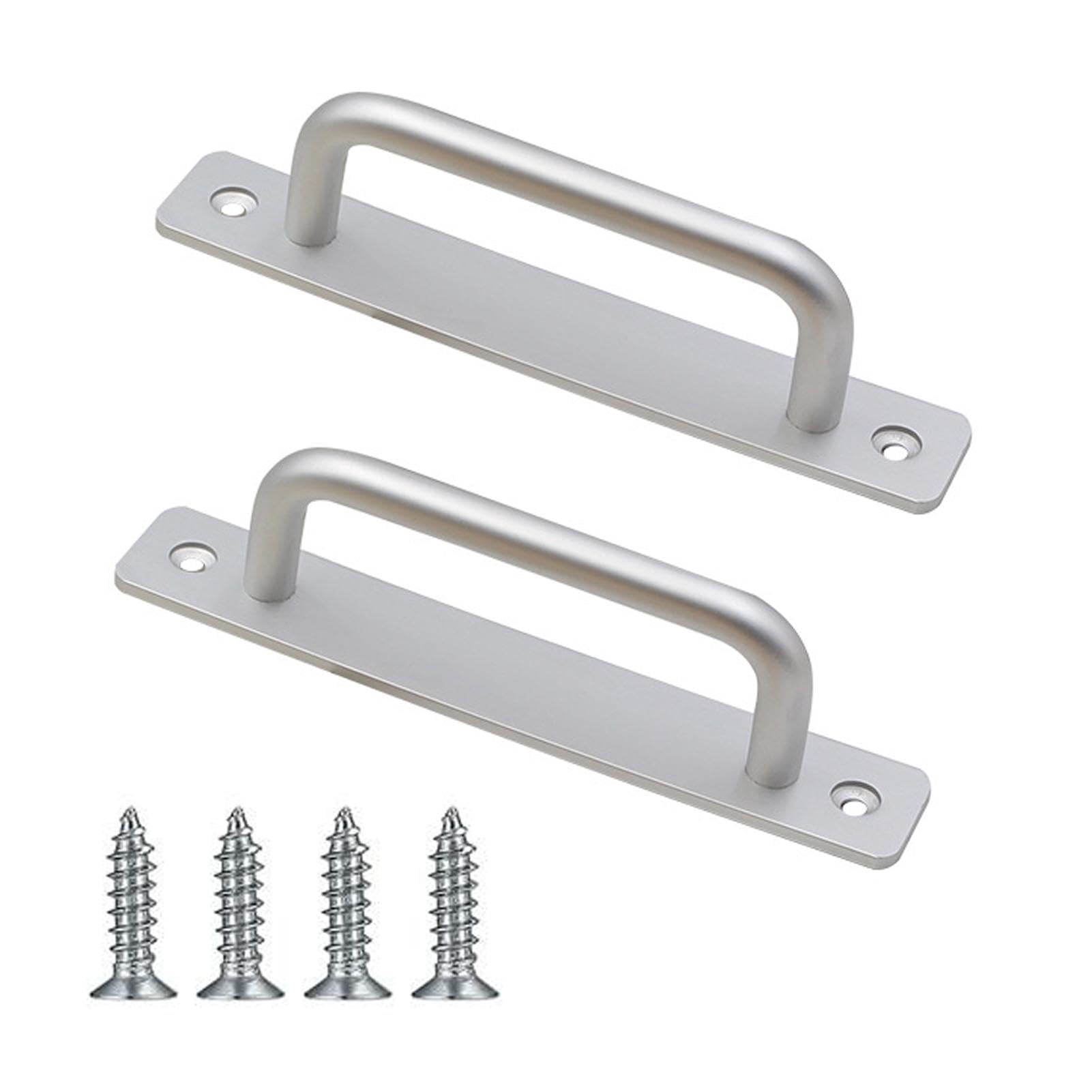 Divono 2 Pcs Door Handles Internal Sliding Door Handles, 180mm Pull Push Door Handles, Gate Handle Stainless Steel Door Pull Handles, for Kitchen Cupboard Garden Garage Shed Gate and More(Silver)