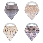 Copper Pearl 4 Pack Soft Cotton Baby Bibs for Drooling and Teething, Absorbent Drool Bibs for Baby Girl and Boy, Adjustable to Fit Newborns to Toddlers, Tons of Styles (Timber)