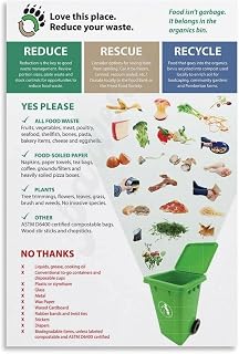 Organic Waste Recycles Food Classifieds Reference Guide Poster Garbage Sorting And Recycling Posters Canvas Painting Posters And Prints Wall Art for Living Room Bedroom Decor (16x24inch(40x60cm), Unframed)