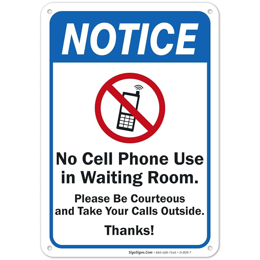 no-cell-phone-use-in-waiting-room-sign-10x7-inches-rust-free-040-aluminum-fade-resistant-made-in-usa-amazon-com-industrial-scientific for Free Printable No Cell Phone Sign Printable No Cell Phone Use in Waiting Room Sign, 10x7 Inches, Rust Free .040 Aluminum, Fade Resistant, Made in USA: Amazon.com: Industrial & Scientific for Free Printable No Cell Phone Sign Printable