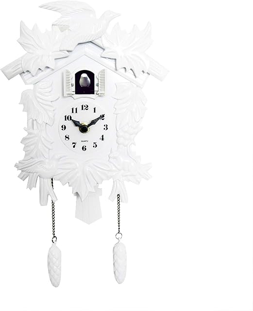 WALPLUS 20.2x37cm White Vintage Cuckoo Clock With Cuckoo Call Simple Fashionable antique style Pendulum Clock Home DIY Decoration Office Accessories Minimalist Design Bedroom Decor Stylish Living Room