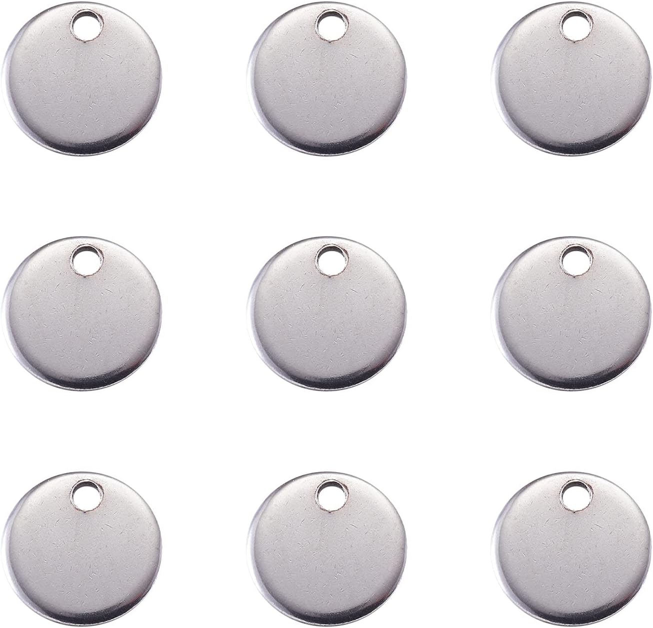 PandaHall 200pcs Stainless Steel Flat Round Pendants 8mm Double Side Charms for DIY Jewelry Making, Stainless Steel-8mm