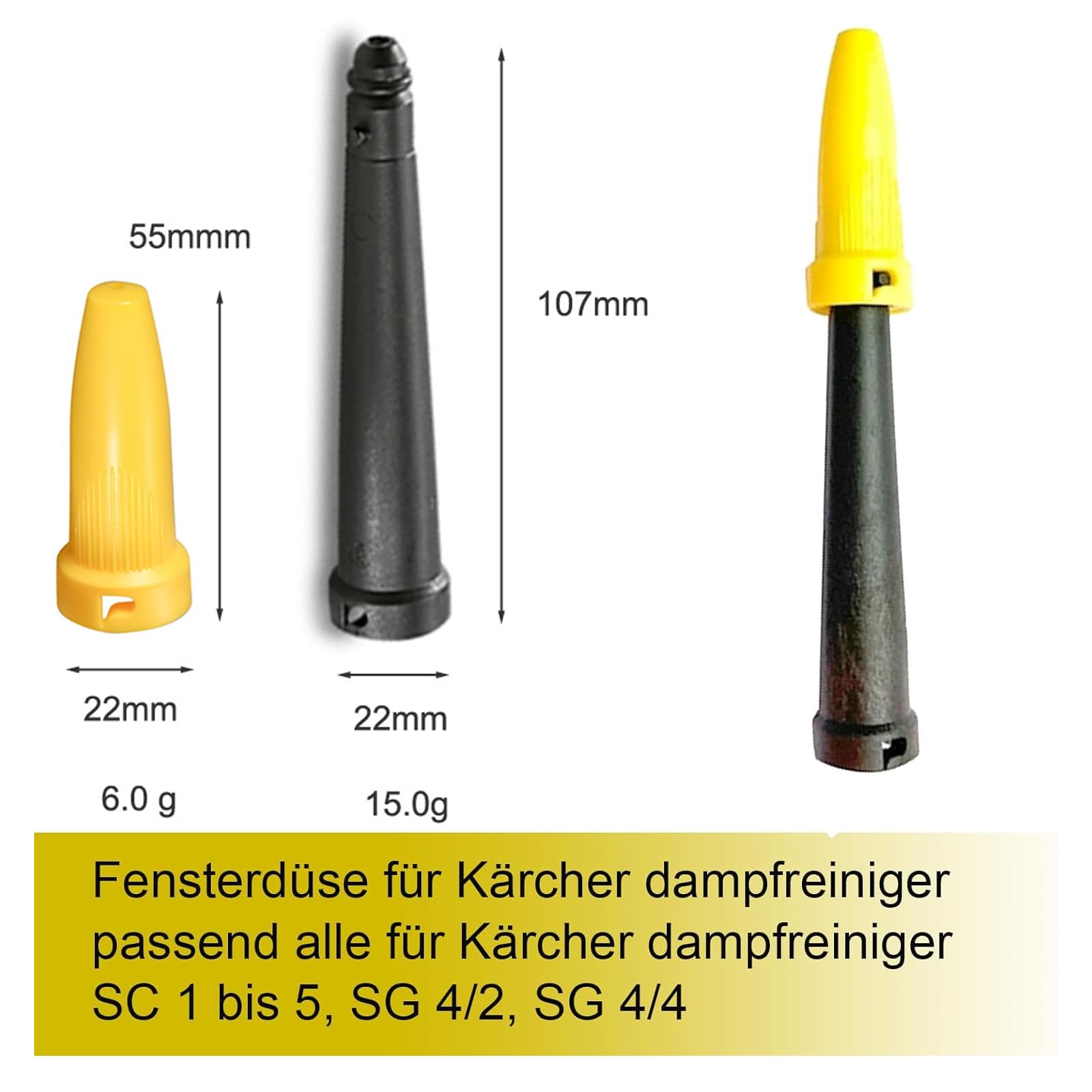 Limpiador de vapor, boquilla de potencia, boquilla de ventana, accesorios para Kärcher compatible con limpiador de vapor Kärcher SC1 SC2 SC3 SC4 SC5