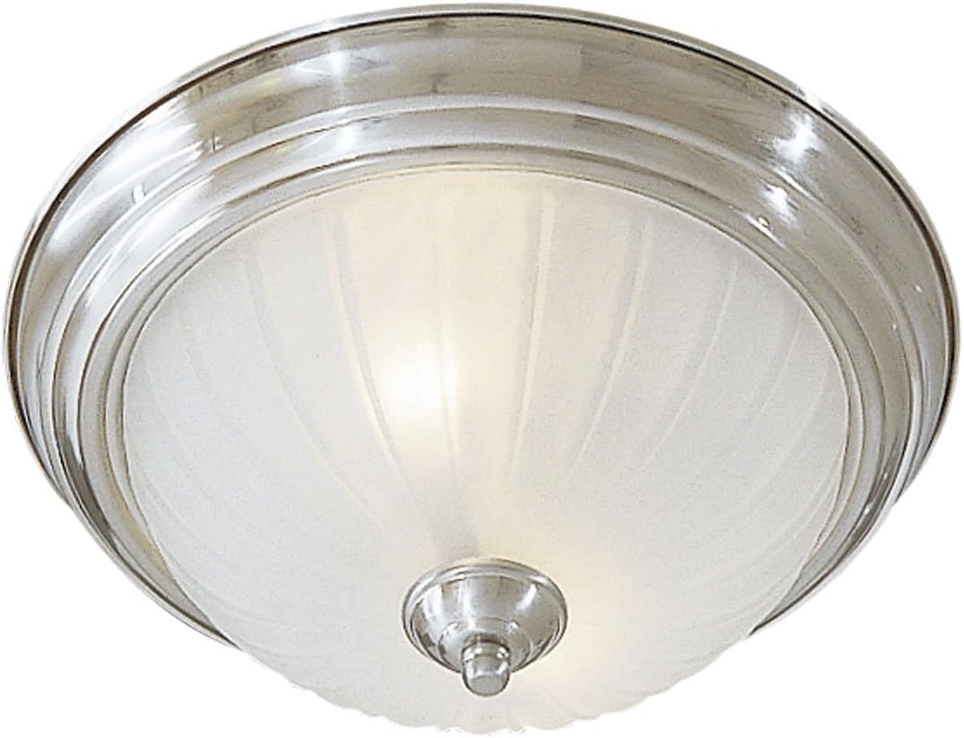 Minka Lavery 830-84, Round Round Glass Flush Mount Lighting, 3 Light, 180 Total Watts, Nickel