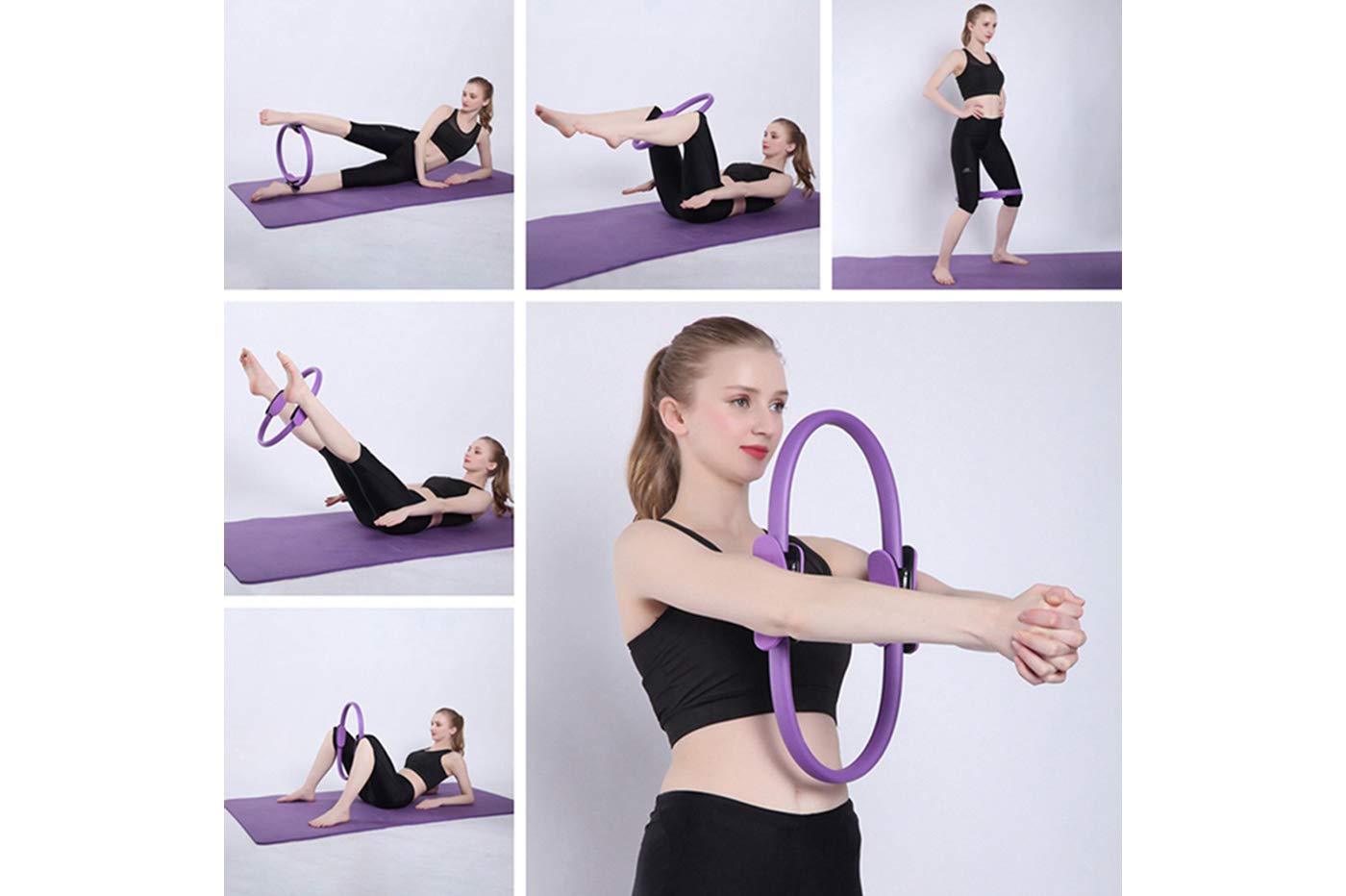 CLICLED Anello Pilates Yoga tonificante Braccia Gambe Resistenza Yoga Ring Fitness 37 cm