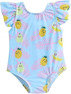 Maiô de verão infantil com babados e estampa de abacaxi, 1 peça de roupa de banho de praia para meninas