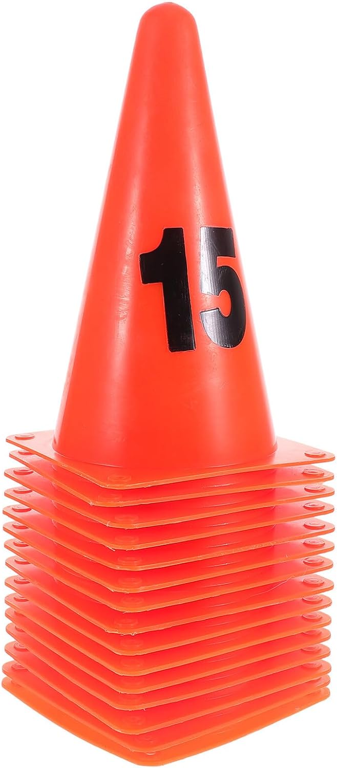 15 Pcs Numbered Soft Soccer Cones 23cm High Athletic Disc Markers for Agility Training Basketball Football Field Drills Outdoor Sports