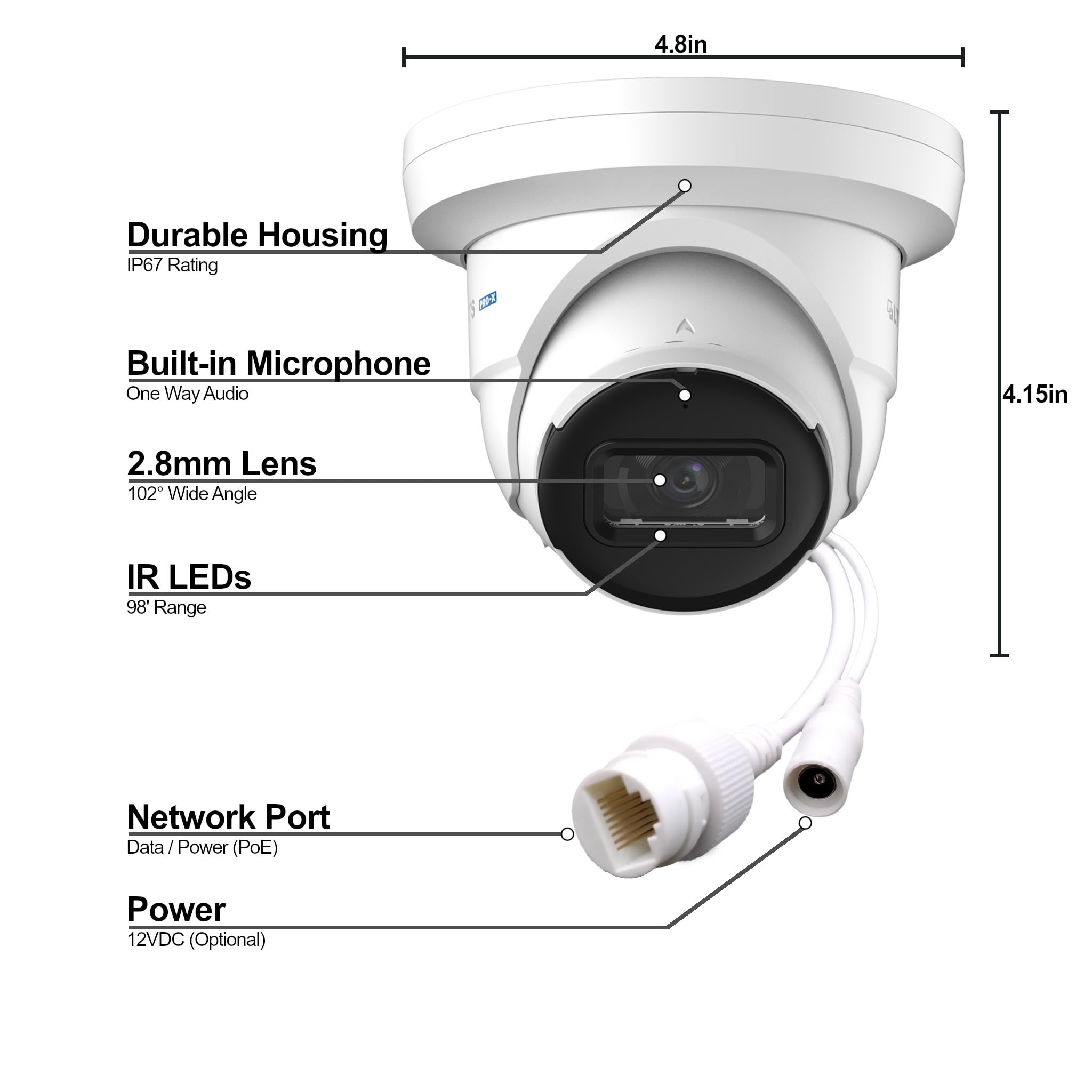 Amazon.com : LTS LXIP1142W-28MA Pro-X Series 4MP Turret IP Camera