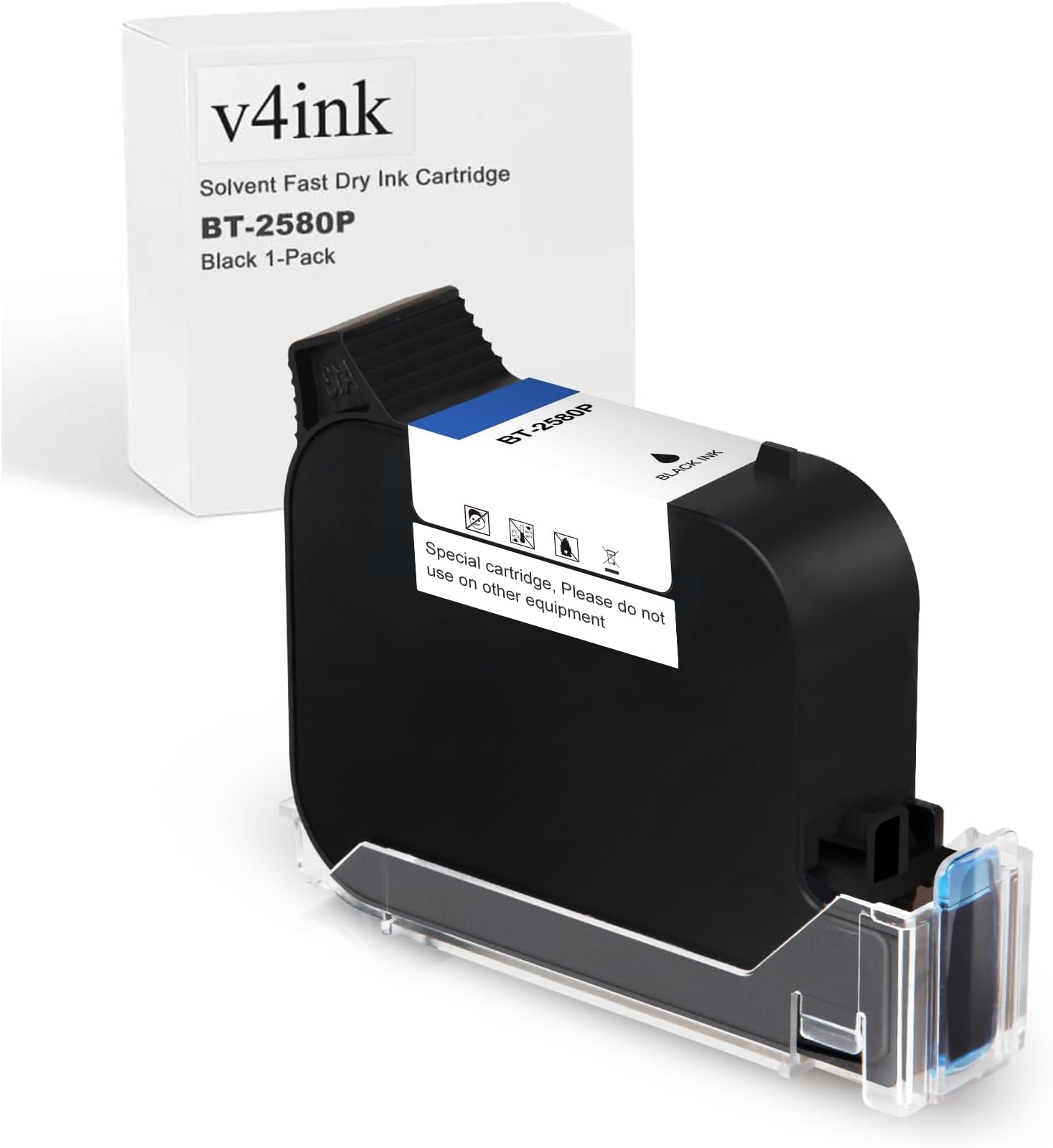 v4ink BT-2580P Original Solvent Fast Dry Black Ink Cartridge Replacement Compatible for BENTSAI Handheld Inkjet Printer BT-HH6105B2, BT-HH6105B3, B10