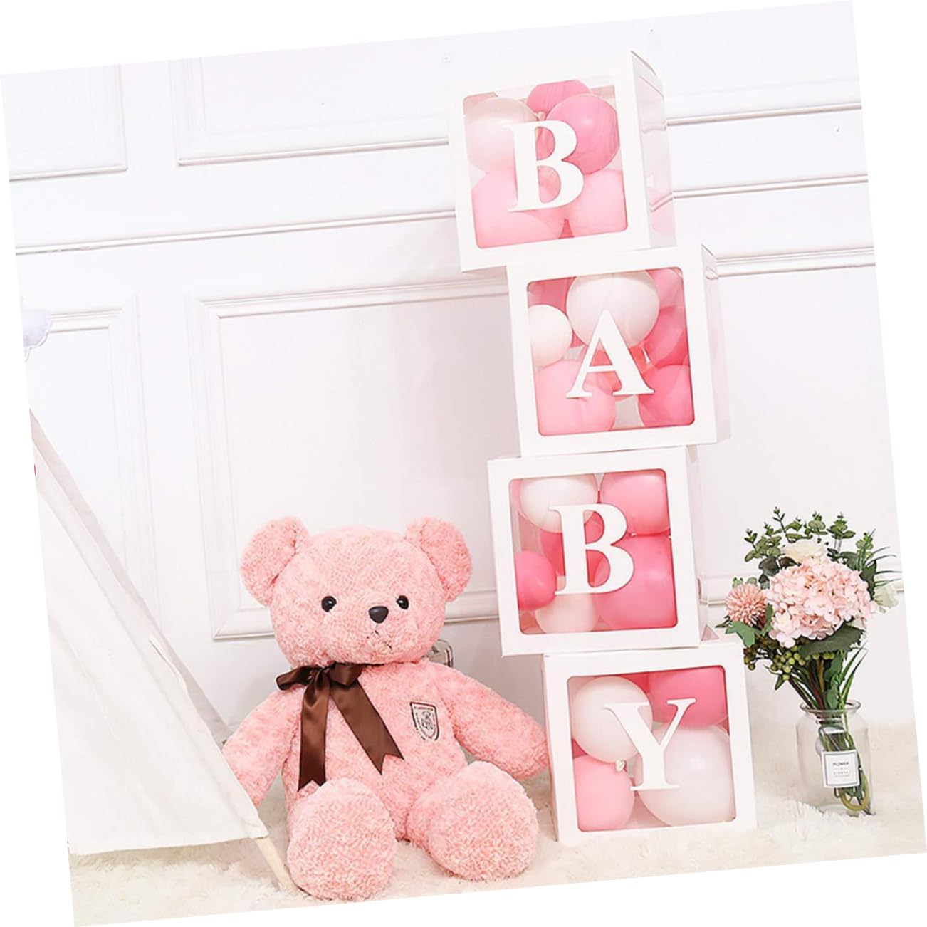 HEMOTON 4Pcs Transparent Balloon Boxes for Party Decorations Creative Wedding Valentines Day Accessories Cube Centerpieces Balloons Not Included for Showers