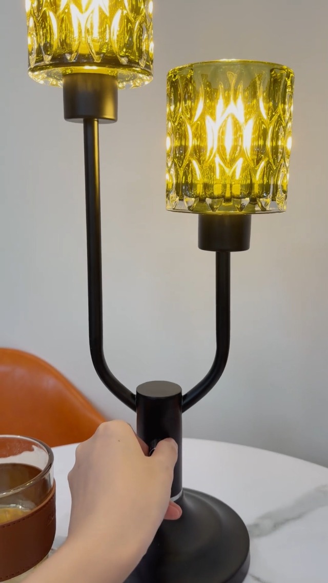Image of Lightdot Mid Century Modern Table Lamp Green Glass Vintage Lamp Dimmable