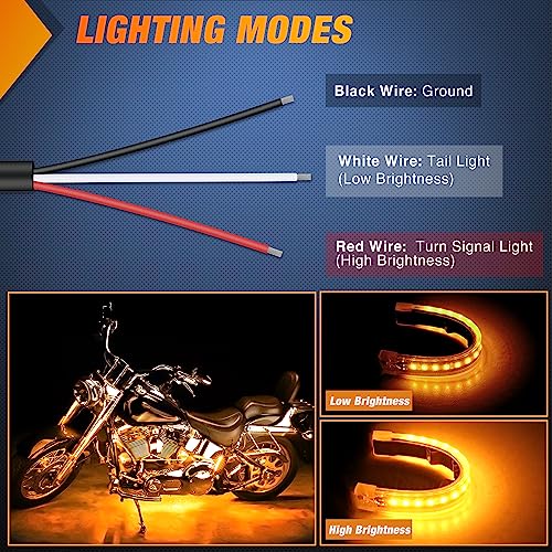 Image of Nilight 2PCS 5 Inch LED Motorcycle Turn Signal Tail Light Strips Yellow Amber Beam Flexible Bend Adhesive Universal Fit Harley Motorcycles Dirt Bikes Snowmobile ATV