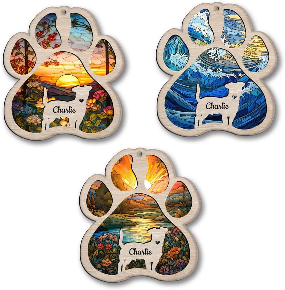 Custom Hand Dog Wind Chimes Suncatcher, Dog Memorial Wind Chime, Pet Loss Wind Chimes Suncatcher, Gifts for Dog Lovers, Dog Memorial Ornament Loss of Pet Remembrance Gift, Sympathy Pet Wind Chimes