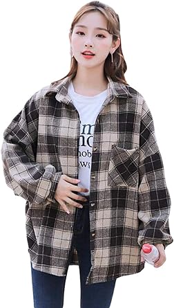 Amazon Yyq Shopチェックシャツ レディース ゆったり 韓国 長袖シャツ チェック柄 ファッション アウター ボタン付き おしゃれ カジュアルシャツ 原宿系 春 シャツ ブラウス 通販 Amazon Yyq Shopチェックシャツ レディース ゆったり 韓国 長袖シャツ チェック柄 ファッション アウター ボタン付き おしゃれ カジュアルシャツ 原宿系 春 シャツ ブラウス 通販
