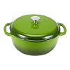 Amazon Basics Enameled Cast Iron Dutch Oven Pot with Lid, Round, Dual Handles, Heavy-Duty, Oven Safe for Stews, Roasting, Baking, 7.3-Quart, Green