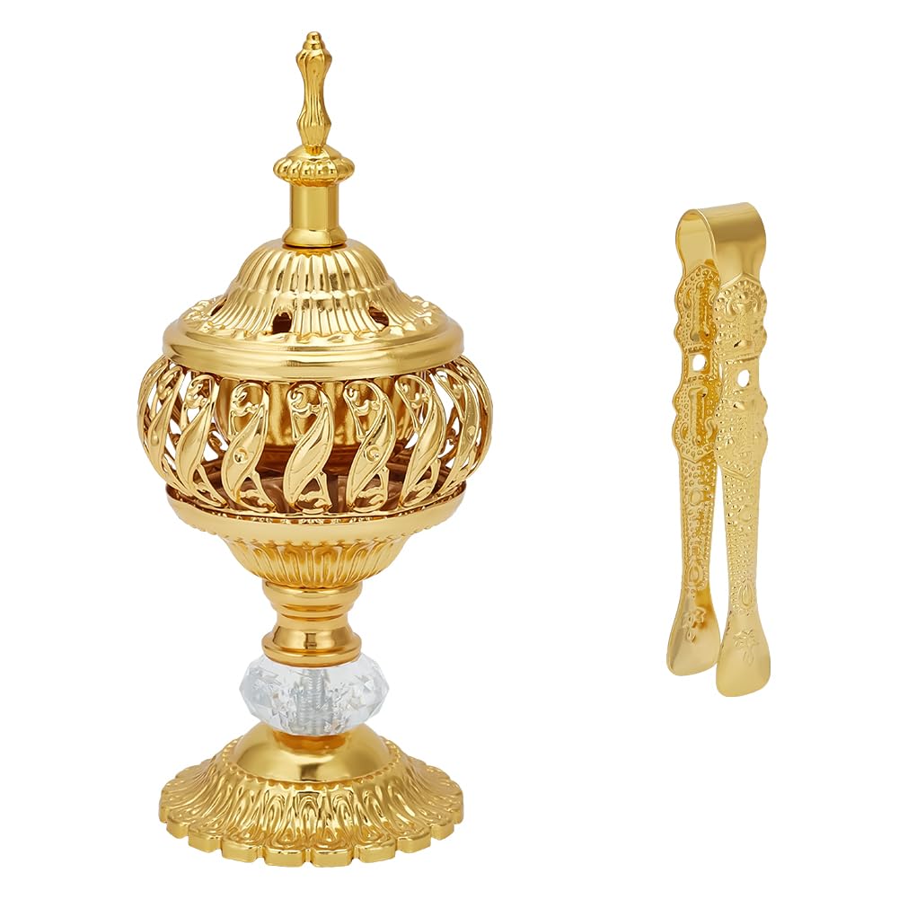 Brûleur d'encens en laiton poli vintage avec pince pour décoration d'intérieur