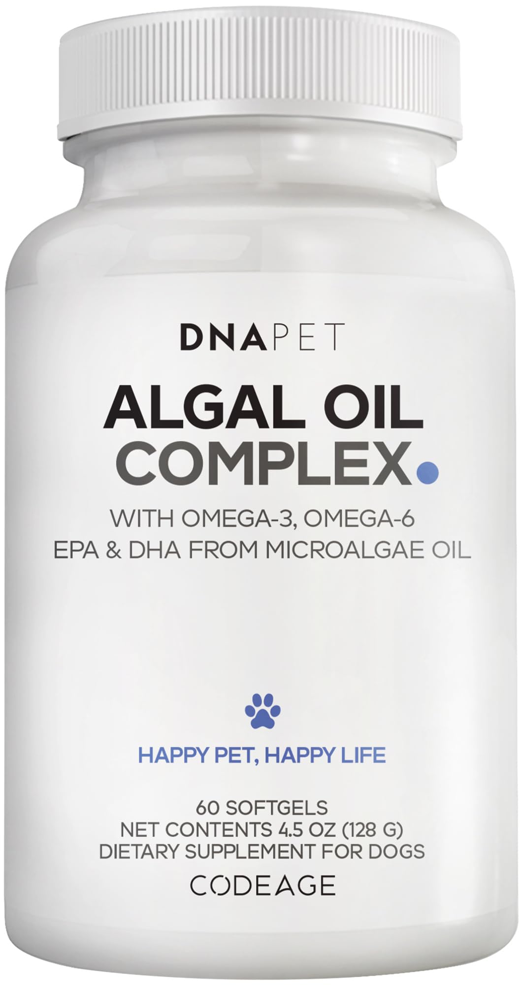 DNA PET Algal Oil for Dogs, Omega 3 & 6, EPA & DHA, Fish-Free, 60 Softgels
