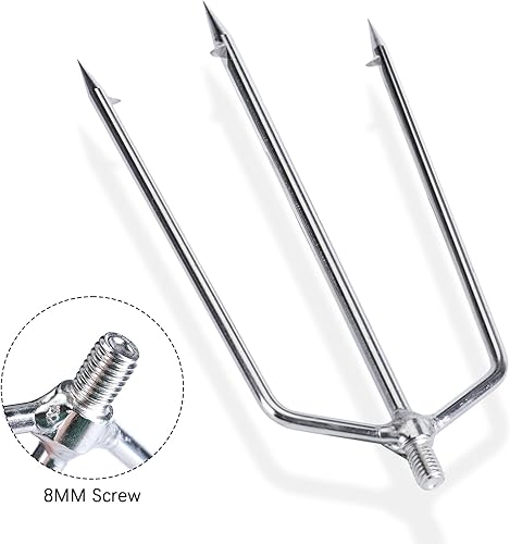 Miniatura 5 de Goture Pescado Lanza Rana Lanza Púas Acero Inoxidable Púas Pesca Arpón Pesca Gig Gaff Tenedor Gancho Tornillo para Rana y Peces Lanza Tenedor de