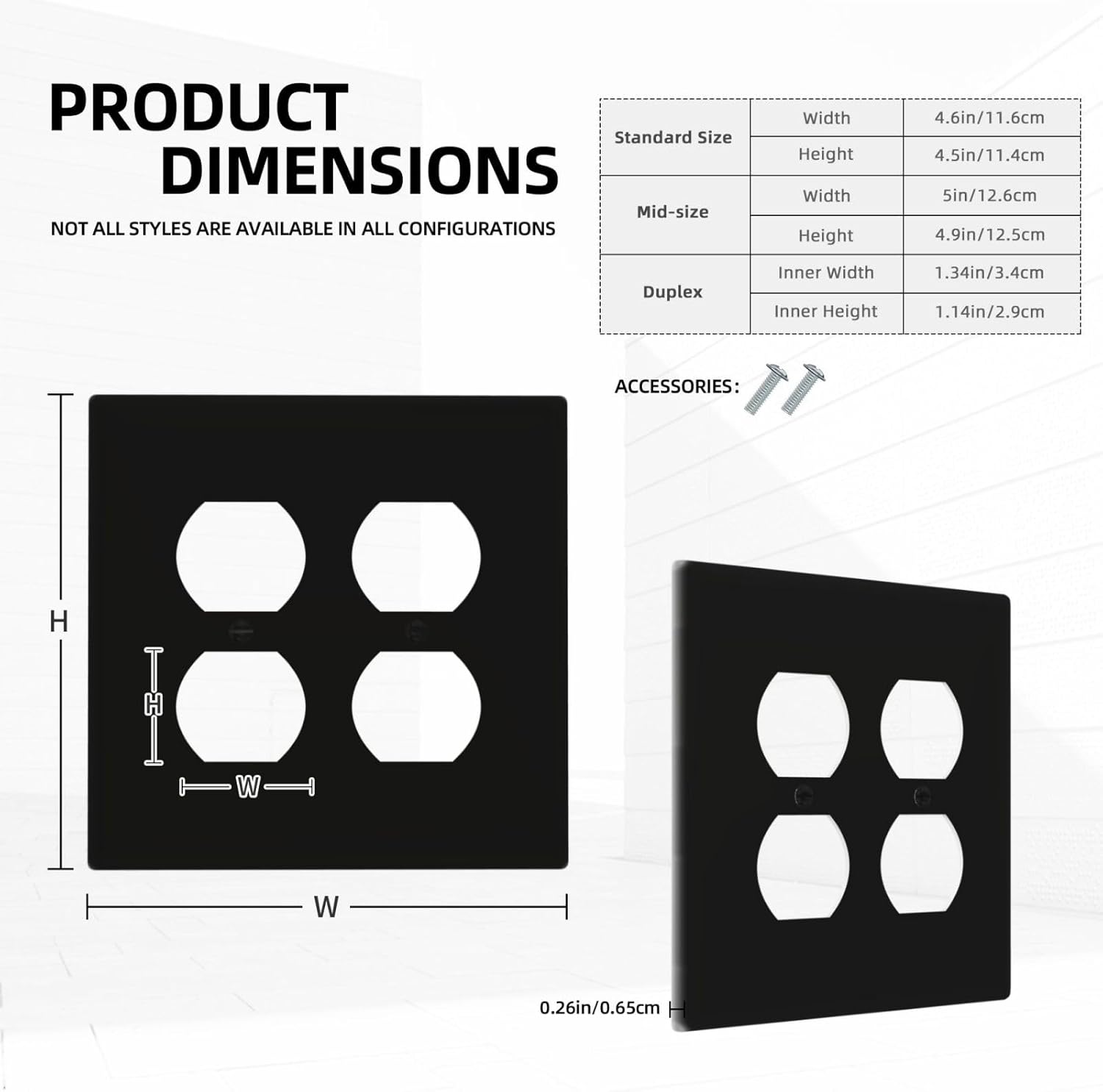 Light Switch Cover Plate Black 2 Gang Socket Covers Double Duplex Wallplates Switch Plates and Outlet Covers for Bathroom Home Decor